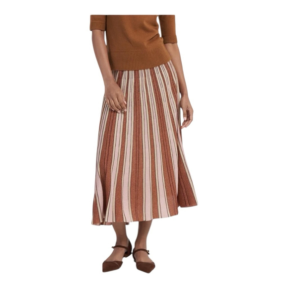 Zimmermann Luminosity Striped Lurex Midi Skirt Size 6-8 (2) - Picture 4 of 10